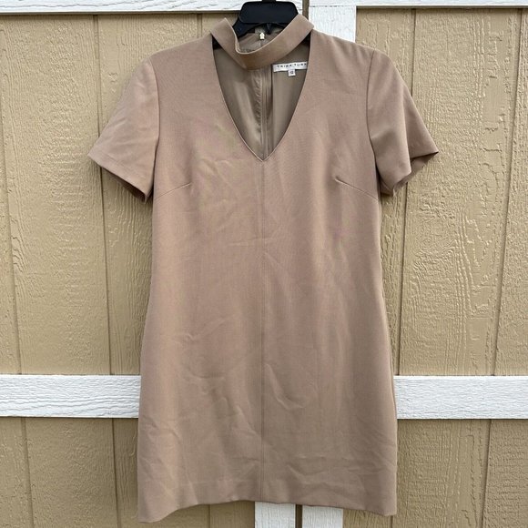 Trina Turk Dresses & Skirts - Trina Turk Cut-Out Shift Silver Dress Style # 178308 Tan Camel Women’s Size 12
